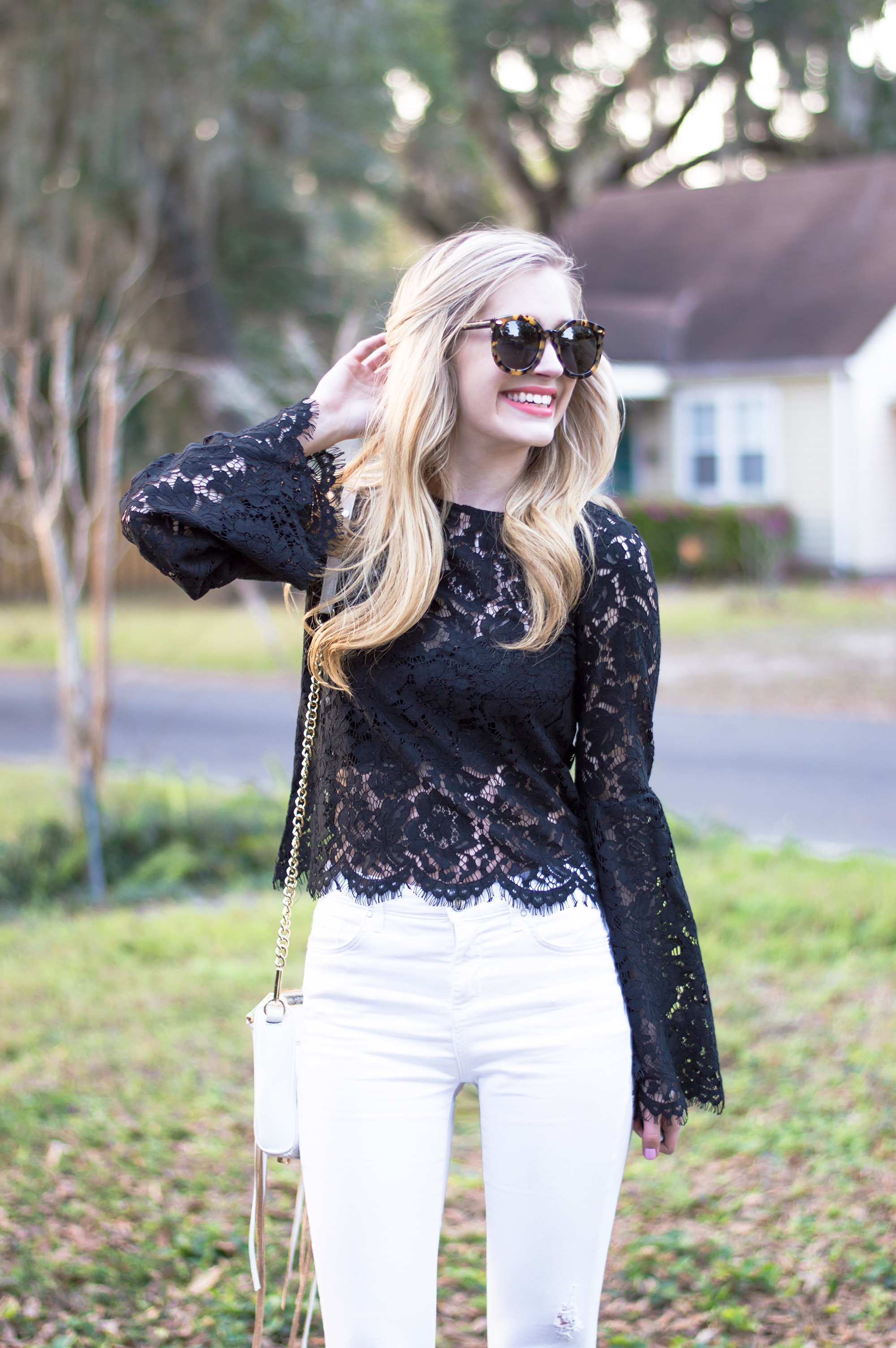 forever 21 white lace top