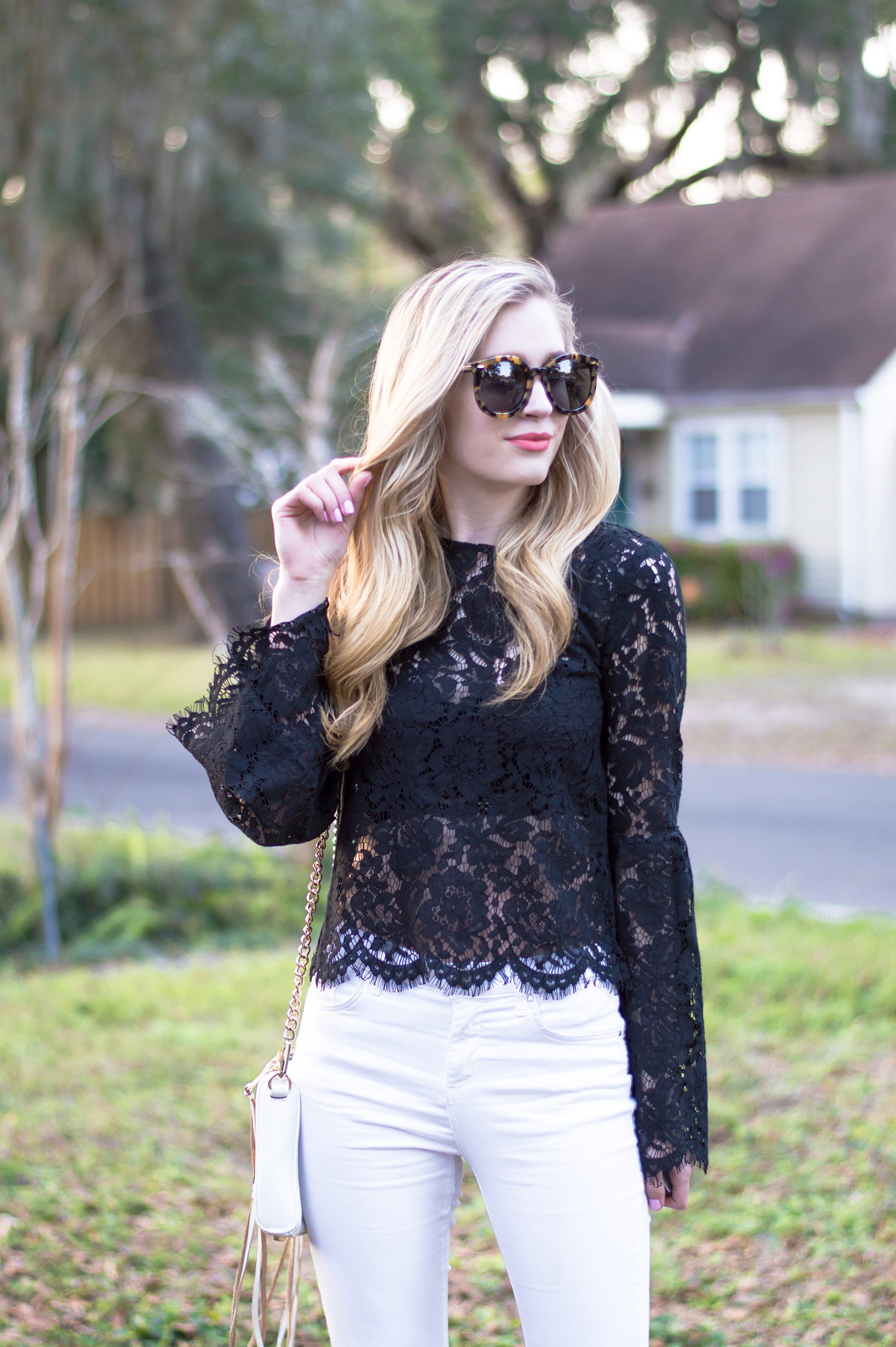 forever 21 white lace top